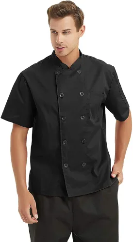 Miniatura 3 de TOPTIE Chaqueta de chef de manga corta con estampado de transferencia de calor, uniforme personalizado