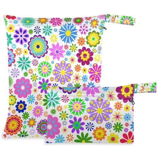 Miniatura 16 de visesunny Seta dibujada a mano, 2 bolsas húmedas con bolsillos con cremallera, lavable, reutilizable, espaciosa para viajes, playa, piscina, Multi51.