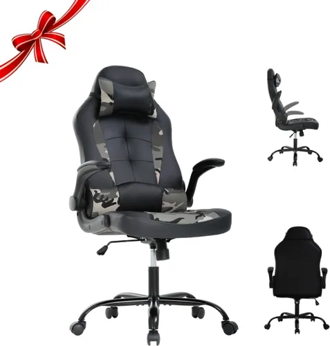 Miniatura 10 de Silla de juegos grande y alta, silla ergonómica de escritorio para computadora, cómoda silla de oficina ajustable de altura ajustable con soporte