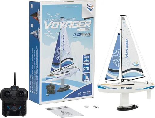 Voyager 280 2.4GHz RC Motor Powered Velero en azul - 17.5" de alto