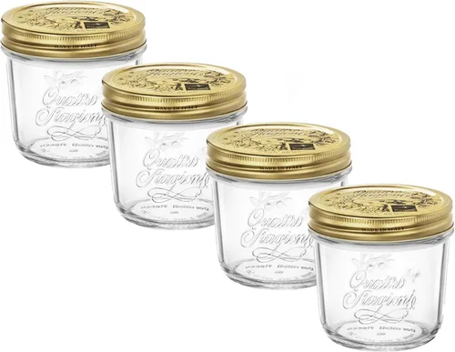 Miniatura 10 de Bormioli Rocco Quattro Stagioni - Juego de 4 tarros transparentes herméticos, 8.5 onzas, hechos de vidrio duradero sin BPA, fabricado en Italia.