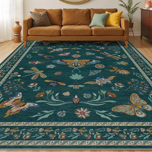 Miniatura 17 de Alfombras lavables con estampado de insectos 5x7, alfombras suaves para sala de estar, alfombra ultradelgada antideslizante moderna para dormitorio