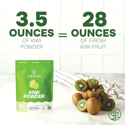 Miniatura 3 de Jungle Powders Polvo de fruta de kiwi en bolsa de 3.5 onzas, licuado de kiwi liofilizado, jugo de fruta entera en polvo para hornear sin azúcar