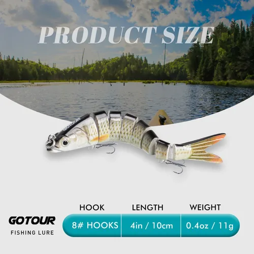 Miniatura 2 de GOTOUR Fishing Lures for Freshwater or Saltwater, Easy to Use for Family Fishing Beginner and Pros, Most Lifelike Jointed Swimbait，Slow Sinking Bass