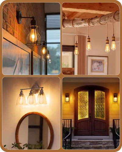 Miniatura 8 de EDISHINE Paquete de 6 Bombillas LED Edison Vintage 8W Equivalente a 60W, ST64 Bombillas LED Regulables, 700LM 2200K Luz Cálida Ámbar E26, Bombillas