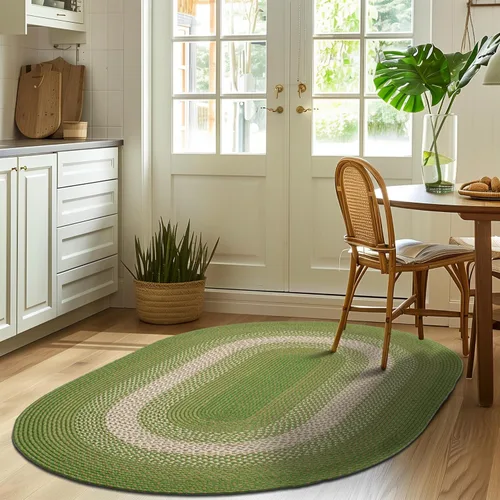 Miniatura 39 de Super Area Rugs - Alfombra trenzada rústica en tonos taupe y gris oscuro, ovalada para puerta/entrada principal, alfombra tejida para exteriores, 2