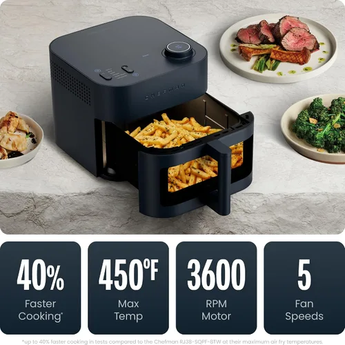 Miniatura 4 de Chefman Crispinator - Freidora de aire 6 en 1 con capacidad de 8 cuartos de galón, temperatura máxima de 450 °F con tecnología TurboFry Pro