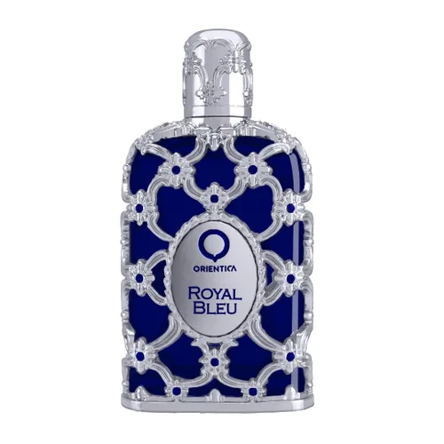 Orientica Luxury Collection Royal Bleu Eau De Parfum 0.25 oz / 0.3 fl oz Mini Splash – Amaderado, Picante, Vainilla, Cardamomo, Bergamota, Lavanda,