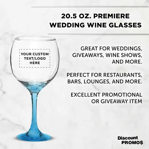 Miniatura 3 de Juego de copas de vino personalizadas para boda Premiere de 20.5 onzas, paquete a granel personalizado, cristalería de restaurante, perfectas