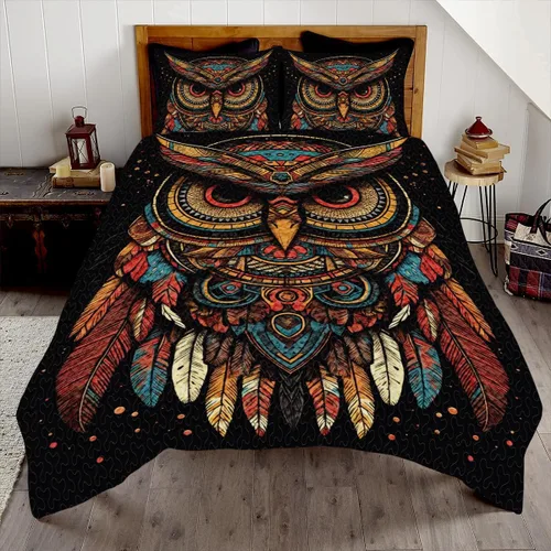 Miniatura 10 de Juego de edredón personalizado con patrón de búho, increíbles edredones de búhos tamaño queen, juegos de edredón individual para niñas, ropa de cama