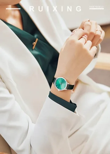 Miniatura 5 de SK - Reloj de pulsera para mujer, correa de piel, de cuarzo, reloj de lujo japonés de cuarzo.