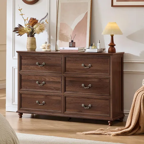 Miniatura 34 de Joaxswe Mesita de noche estilo granja con estación de carga, mesa auxiliar de 61 cm de ancho con 2 cajones, cómoda natural para dormitorio, cómoda