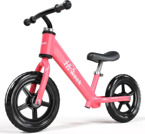 Bicicleta de equilibrio para niños pequeños HAWEEK de 12 pulgadas, bicicleta de entrenamiento sin pedales para niños de 24 meses a 5 años, ajustes