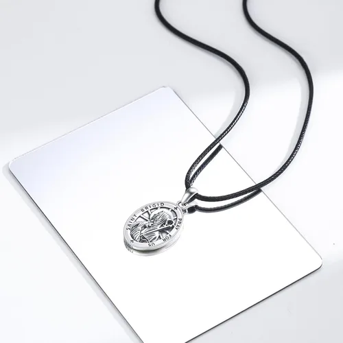 Miniatura 379 de Collar de plata de ley 925 con medalla de San Patrón, colgante de protección católica, amuleto, joyería religiosa para hombres y mujeres
