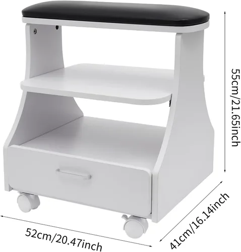 Miniatura 3 de Carrito móvil de manicura y pedicura con asiento, taburete multifunción para baño de pies, organizador de almacenamiento con ruedas para salón