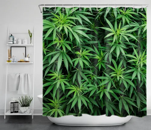 Miniatura 30 de LB Juego de cortinas de ducha de mariposa y flores con alfombras, margaritas y morado lavanda, hojas de eucalipto, cortina de ducha verde