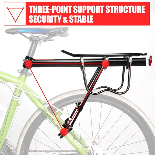 Miniatura 3 de HOMEE Portaequipajes trasero para bicicleta, marco de aleación de aluminio, universal, ajustable, equipo de ciclismo, portaequipajes