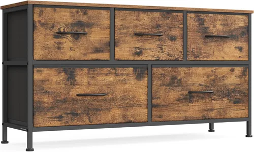 Miniatura 28 de SONGMICS Cómoda para dormitorio, cómoda, acero, MDF, 4 cajones de tela no tejida, unidad organizadora de almacenamiento, armario, entrada, negro