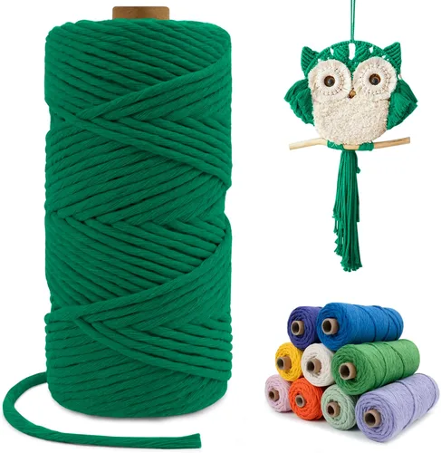 Miniatura 23 de Cuerda de macramé de una sola hebra de 0.197 in x 110 yardas, cuerda de macramé de algodón natural de 0.197 in, cuerda de algodón grueso para colgar