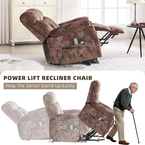 Miniatura 5 de CANMOV Power Lift - Silla reclinable para personas mayores con masaje por vibración y calefacción lumbar, silla elevadora eléctrica con bolsillo