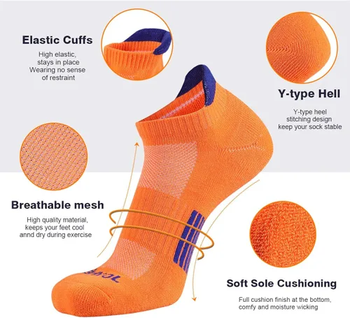 Miniatura 2 de JOYNÉE Mens Athletic Socks Low Cut Cushion Running Socks Breathable Comfort for Sports 6 Pack