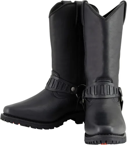 Miniatura 4 de Milwaukee Leather MBM9015 - Botas de motocicleta negras con arnés de estilo occidental de 11 pulgadas para hombre
