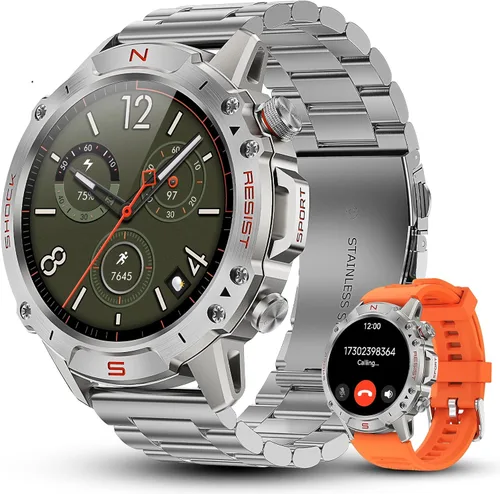 Miniatura 10 de WalkerFit Reloj inteligente para hombres, pantalla AMOLED redonda de 1.43", 5 ATM resistente al agua, monitor de frecuencia cardíaca y sueño