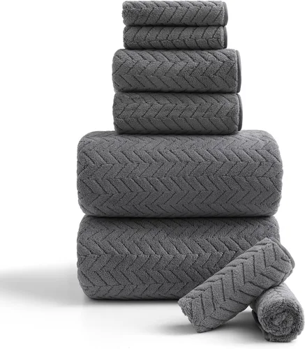 Miniatura 14 de Ferdilan - Juego de 4 toallas de baño grandes de 35 x 70 pulgadas, 600 GSM, ultra suaves y absorbentes, para silla de baño, color negro, toallas
