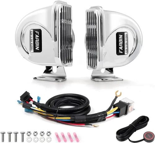Miniatura 9 de FARBIN Bocina para barcos de acero inoxidable impermeable para barcos Bocina de coche súper fuerte de 12 V con soporte base para veleros, yates