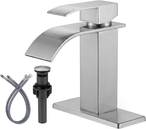Miniatura 10 de Grifo de Baño de Bronce Frotado con Aceite: Grifo con Caño de Cascada ARCORA para Lavabo de Baño, Grifo Mezclador de Una Sola Manija, Grifo