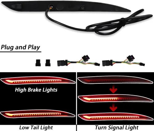 Miniatura 2 de Luces reflectoras LED de parachoques trasero para Tesla modelo Y 2021-2023 funciona como luz de freno DRL con señal de giro secuencial faros