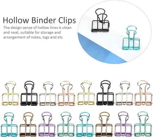 Miniatura 4 de 16 clips huecos para carpeta, 8 colores, diseño de esqueleto, abrazaderas de papel para oficina, escuela, hogar, organizar documentos, archivos