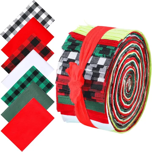 Miniatura 15 de 40 piezas de rollo de tela de algodón blanco de patchwork de Jelly, tiras de tela de algodón enrollables de 2.55 pulgadas, tela de patchwork