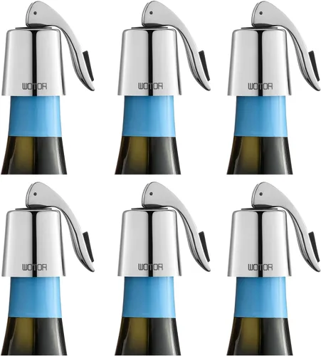 WOTOR Tapones de vino de acero inoxidable para botella de vino, tapón con silicona reutilizable, ahorro de vino, a prueba de fugas, mantiene fresco,