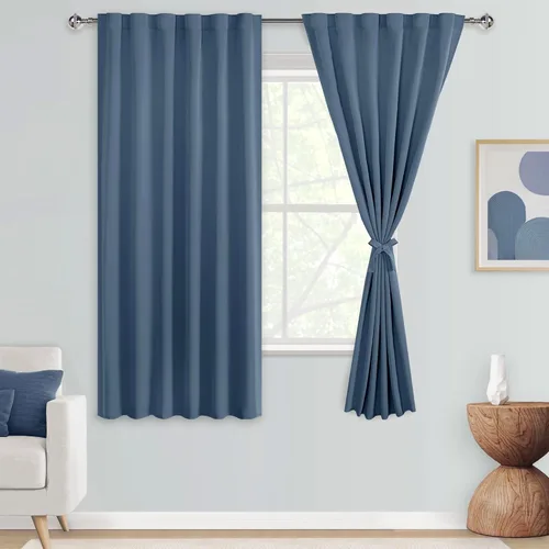 Miniatura 55 de DWCN Cortinas opacas con pestaña trasera para ventana - Cortinas opacas con bolsillo para barra para oscurecer la habitación para dormitorio/sala