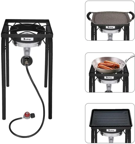 Miniatura 2 de Estufa de quemador de propano, cocina de gas propano, estufa de campamento al aire libre, quemador de propano de alta presión, regulador PSI