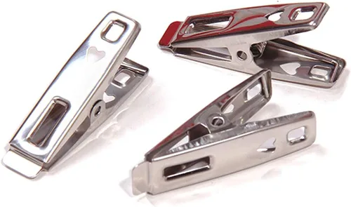 Miniatura 3 de Paquete de 40 alfileres de ropa de acero inoxidable resistentes, pinzas de ropa con revestimiento de goma antideslizante, pinzas de metal