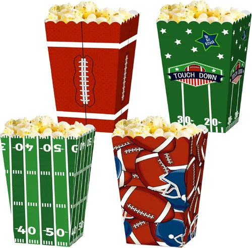 LaVenty Cajas de palomitas de maíz de fútbol Bolsas de recuerdo de fiesta de fútbol Suministros de fiesta de fútbol Bolsas de fiesta de fútbol