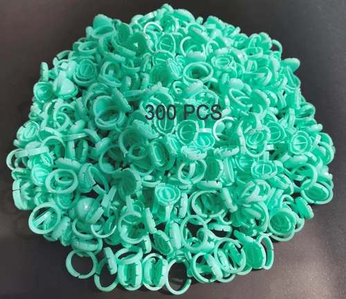 Miniatura 12 de 300 anillos de pegamento para pestañas, anillos de pegamento inteligentes para extensiones de pestañas, anillos desechables para suministros de Rosa