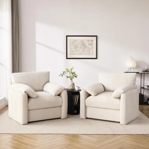 Miniatura 4 de Howjoe Sillón Extragrande de Chenilla, Sillas de Acento de 38.6 Pulgadas de Ancho para Sala de Estar y Dormitorio Silla de Descanso Moderna, Silla
