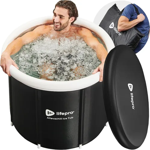 Lifepro Bañera de hielo portátil con tapa y bolsa de almacenamiento, ligera, duradera para sesiones de terapia en el hogar, bañera de hielo para