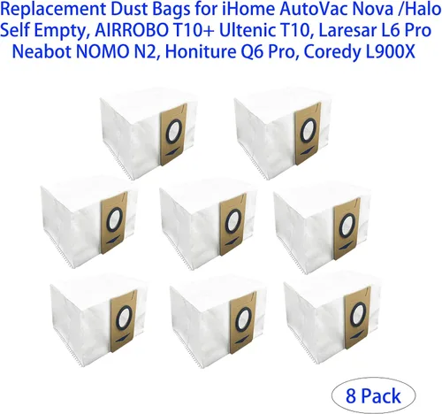 Miniatura 2 de Bolsas antipolvo de repuesto para iHome AutoVac Nova/Halo/Autovacías, AIRROBO T10+ Ultenic T10, Laresar L6 Pro, Neabot NOMO N2, Honiture Q6 Pro