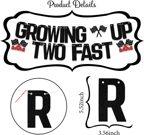 Miniatura 2 de Letrero con purpurina "Growing Up Two Fast Two Fast Twing", decoración de fiesta de cumpleaños con texto en inglés "Two Fast Two Curios