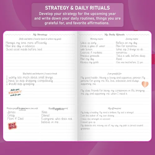 Miniatura 5 de GoGirl Planificador de Horario Semanal – Planificador de trabajo y vida por horas con franjas horarias – Organizador de agenda vertical para Rosa