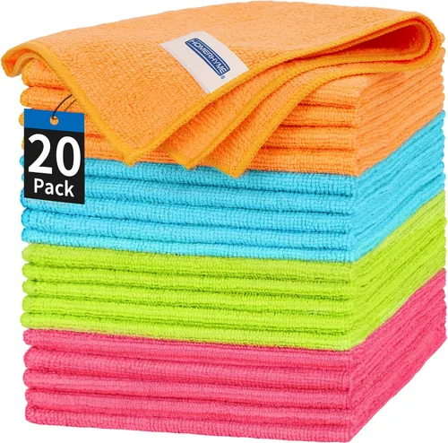 Miniatura 22 de Toallas de microfibra para automóviles, paquete de 24 paños de limpieza de microfibra, toallas de limpieza de 11.5 x 11.5 pulgadas, absorbentes a