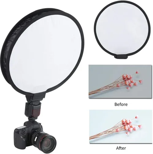 Miniatura 5 de Difusor Softbox, difusor portátil plegable de nailon de forma redonda de 15.7 in con una bolsa de almacenamiento para luz de flash de cámara