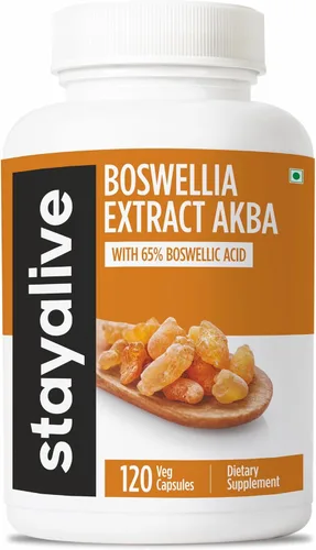 STAY ALIVE Boswellia Serrata - Cápsulas de extracto de 1000 mg con AKBA y 65% de ácido boswélico, extracto de resina en polvo 12:1, 120 unidades