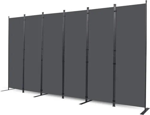 Miniatura 26 de CHOSENM Divisor de pared, 4 paneles divisores de habitación y pantallas de privacidad plegables con pies de soporte más anchos, pantalla de Gris