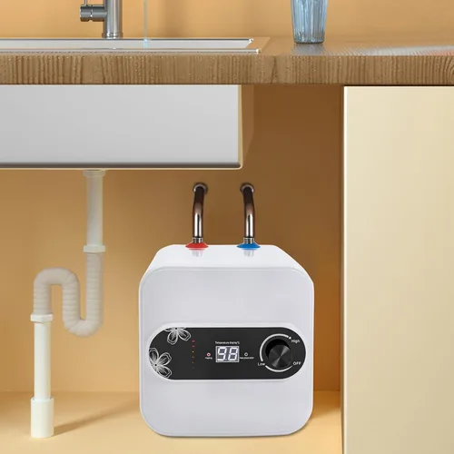 Miniatura 3 de DHBREK Calentador de agua eléctrico con mini-tanque, 110 V, 2.1 galones, 1.5 KW, blanco, punto de uso instantáneo, calentador de agua caliente