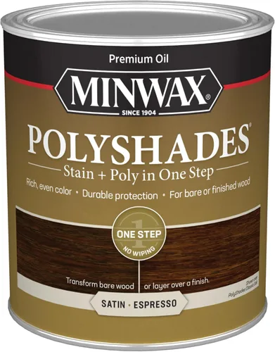 Miniatura 53 de Minwax PolyShades Tinte de Madera + Acabado de Poliuretano – Cuarto, Roble Misión, Brillo Mission Oak